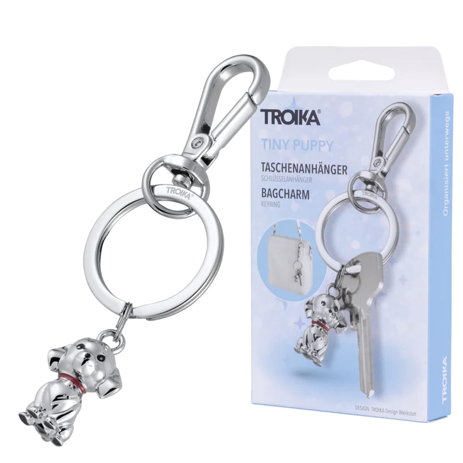 TROIKA Germany Clip Keyring & Bag Charm | Little Dog | Pet Lover Gift