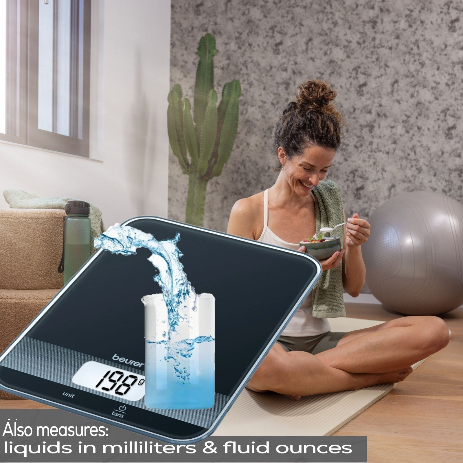 Beurer Germany KS 19 Digital Kitchen Scale | 1g Increments to 5kg. Tare Mode. Glass | Sleek Black