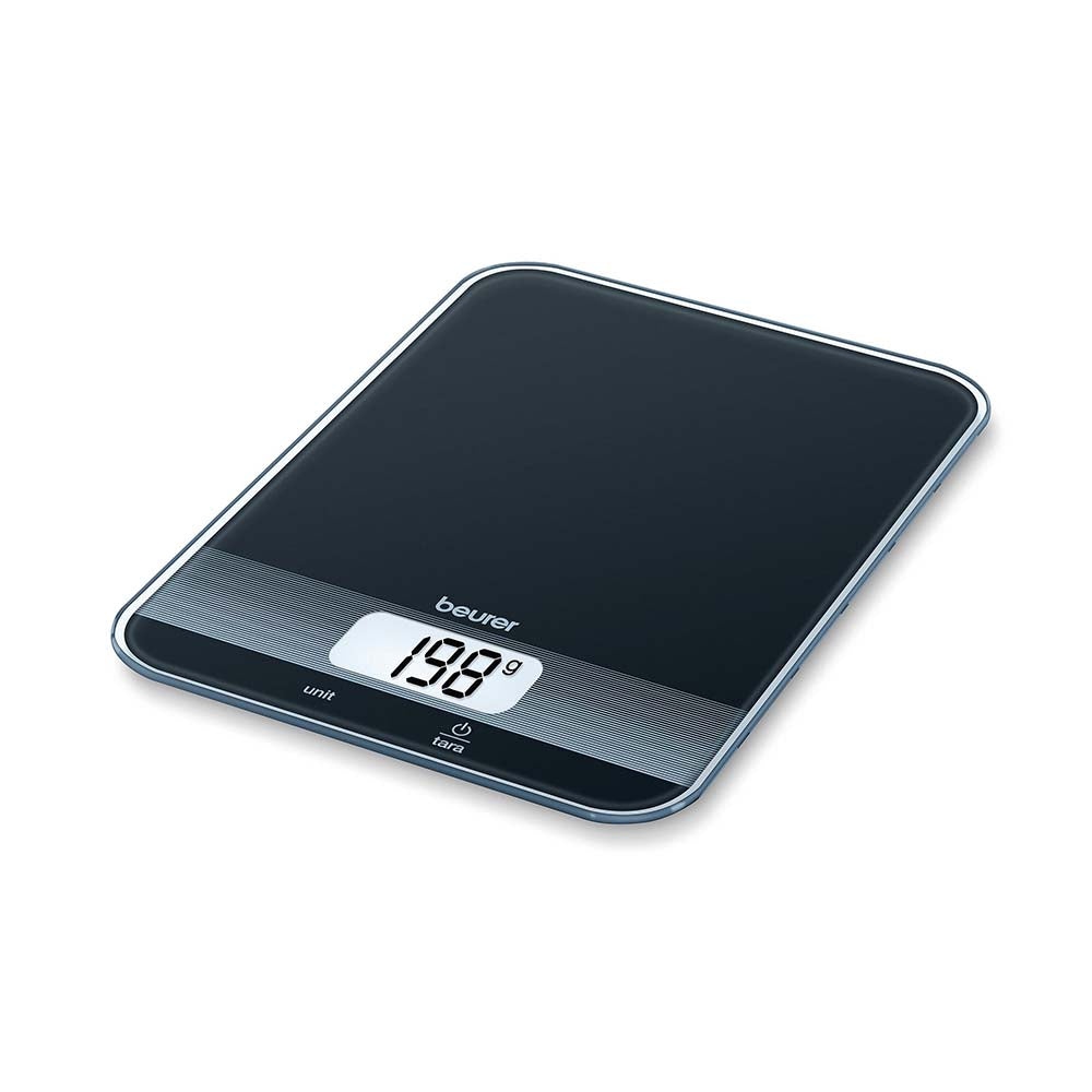 Beurer Germany KS 19 Digital Kitchen Scale in Black Glass: 5Kg Capacity. 1g Increments