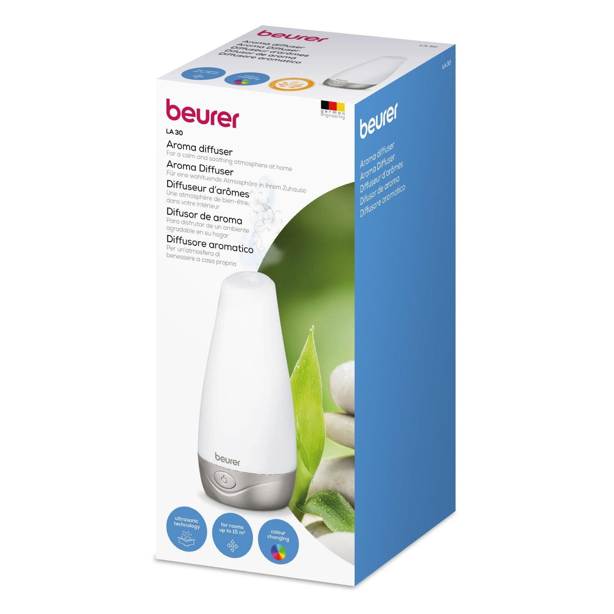 Beurer Germany Aroma Diffuser: Fragrant Mist. Colour-Change LED Light LA 30