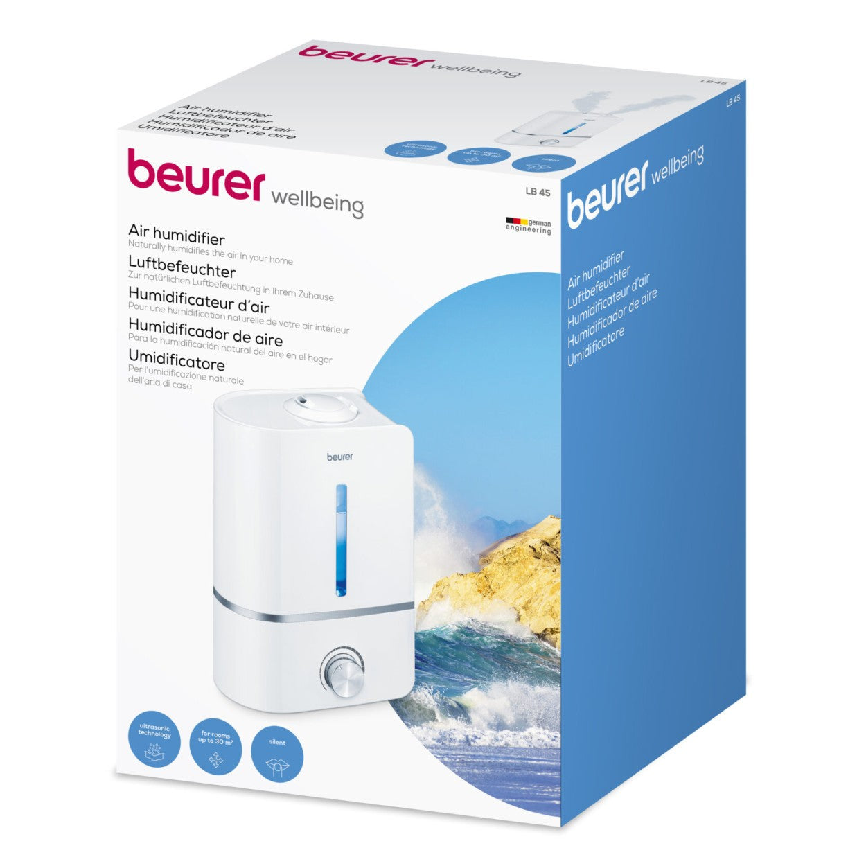 Beurer Germany LB 45 Ultrasonic Air Humidifier &amp; Optional Aroma Oil Diffuser | Maximum 30m² Rooms