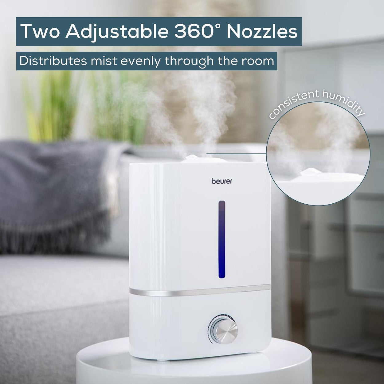 Beurer Germany LB 45 Ultrasonic Air Humidifier &amp; Optional Aroma Oil Diffuser | Maximum 30m² Rooms