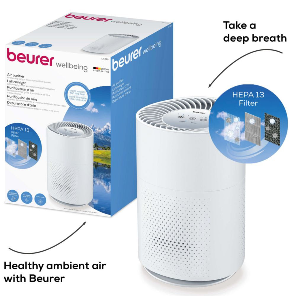 Beurer LR 220 Air Purifier | Clean Air for Allergy Sufferers | Filters Pollen, Dust & Bacteria | Rooms up to 37m²