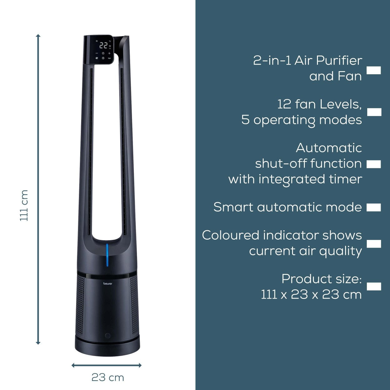 Beurer LV 500 Air Purifier & Cooling Fan | Filters Allergens & Cools | HEPA H13 Filter