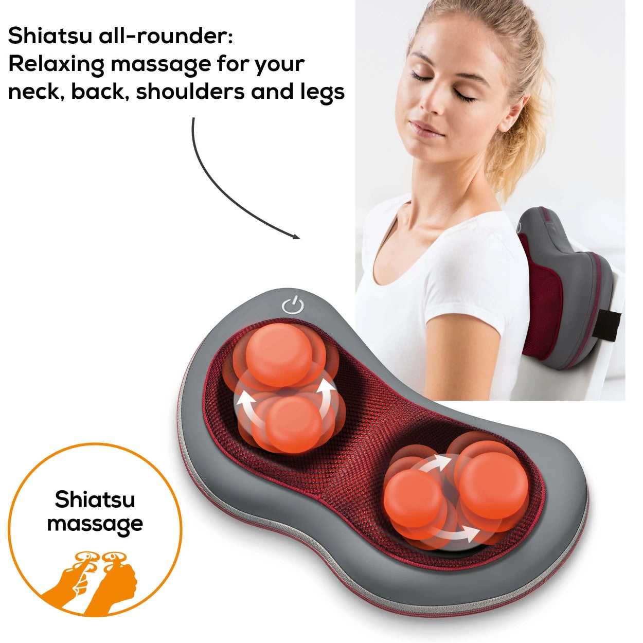 Beurer MG 149 Shiatsu Massage Cushion for Back, Neck & Legs: Relax & Relieve Tension