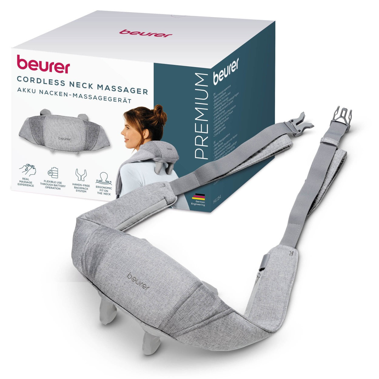 Beurer Germany MG 154 Neck Massager: USB Rechargeable. Optional Heat Function