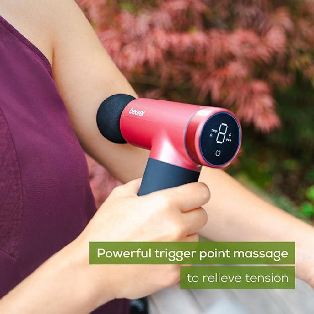 Beurer MG 195 LE25 Massage Gun | Hot & Cold Trigger Point Massage | 7 Attachments | 9 Modes | USB Rechargeable