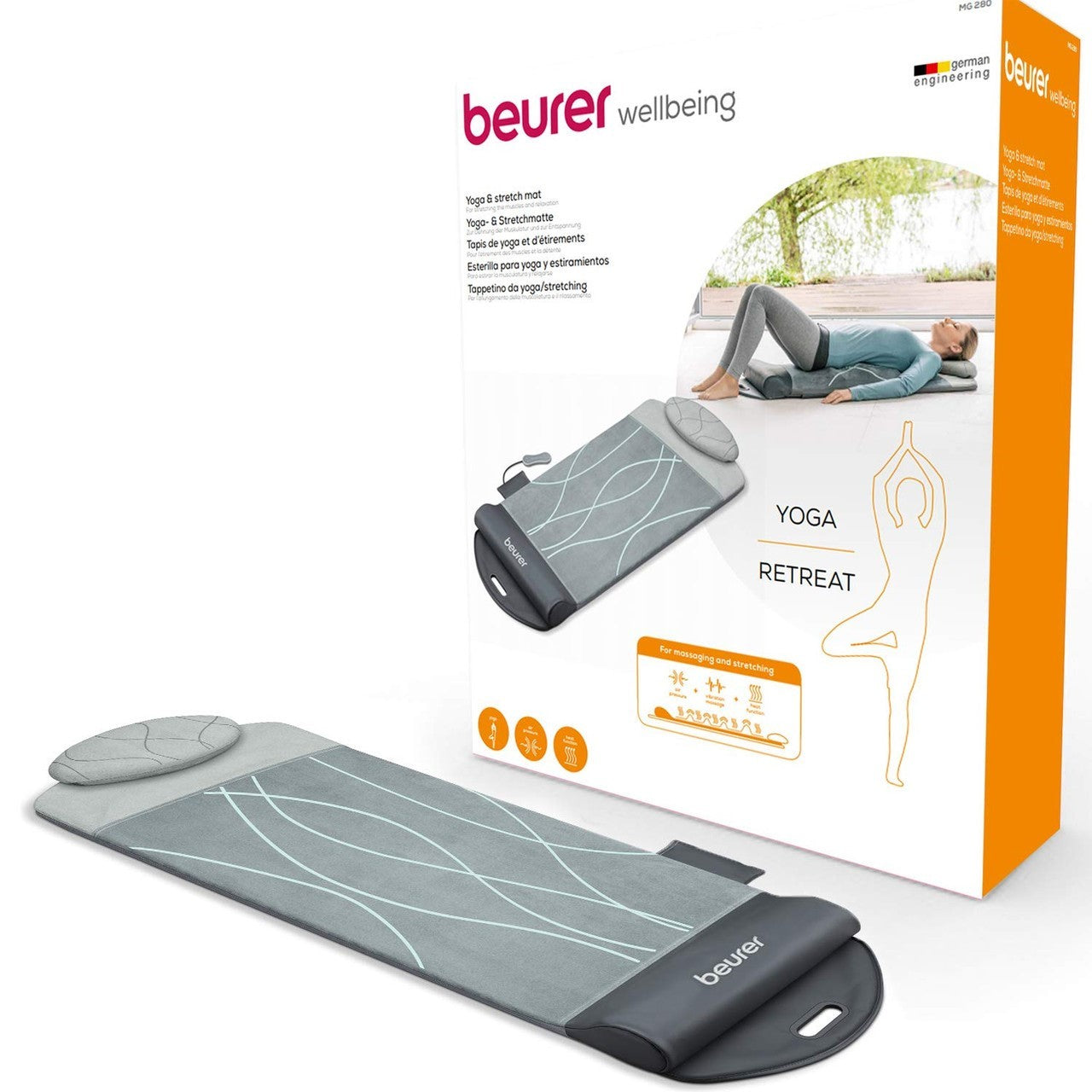 Beurer Germany MG 280 Air Chamber Massage Yoga & Stretch Mat: Relieve Muscle Tension, Relax, Recharge, Stretch & Improve Flexibility