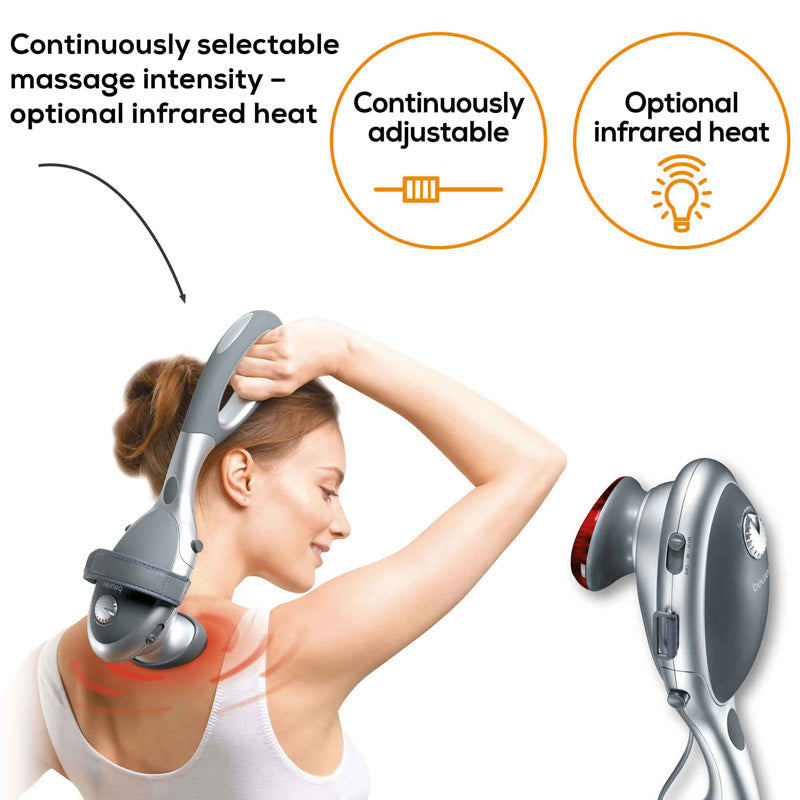 Beurer MG 70 Tapping Massager: Infrared Heat Option, 2 Attachments, Adjustable Intensity