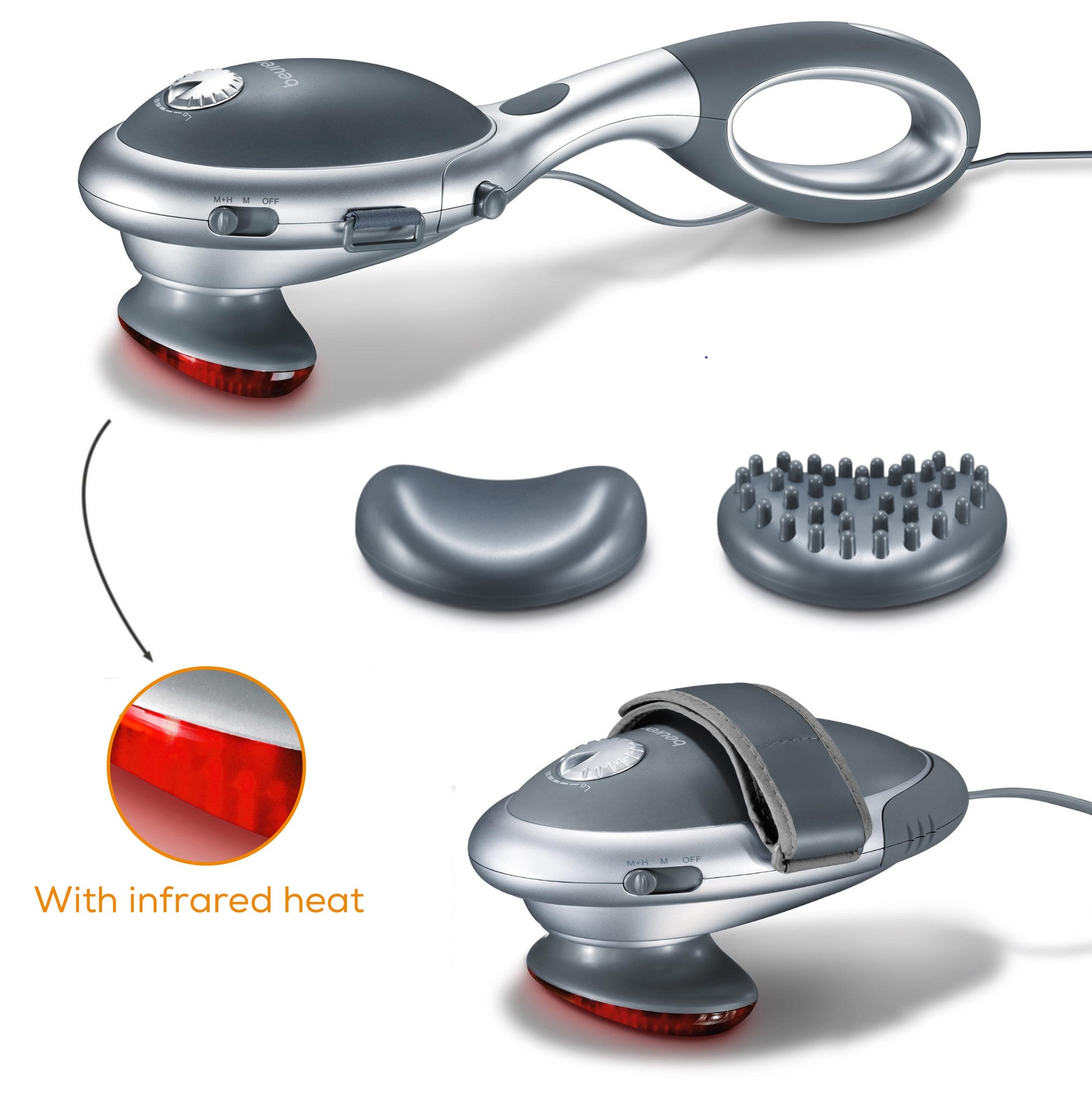 Beurer MG 70 Tapping Massager: Infrared Heat Option, 2 Attachments, Adjustable Intensity