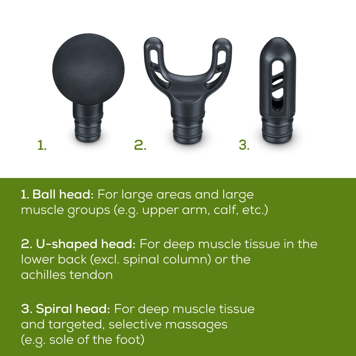 Beurer Massage Gun MG 89 LE25 Rechargeable, Compact, Powerful, Targeted Muscle Regeneration. 3 Massage Heads