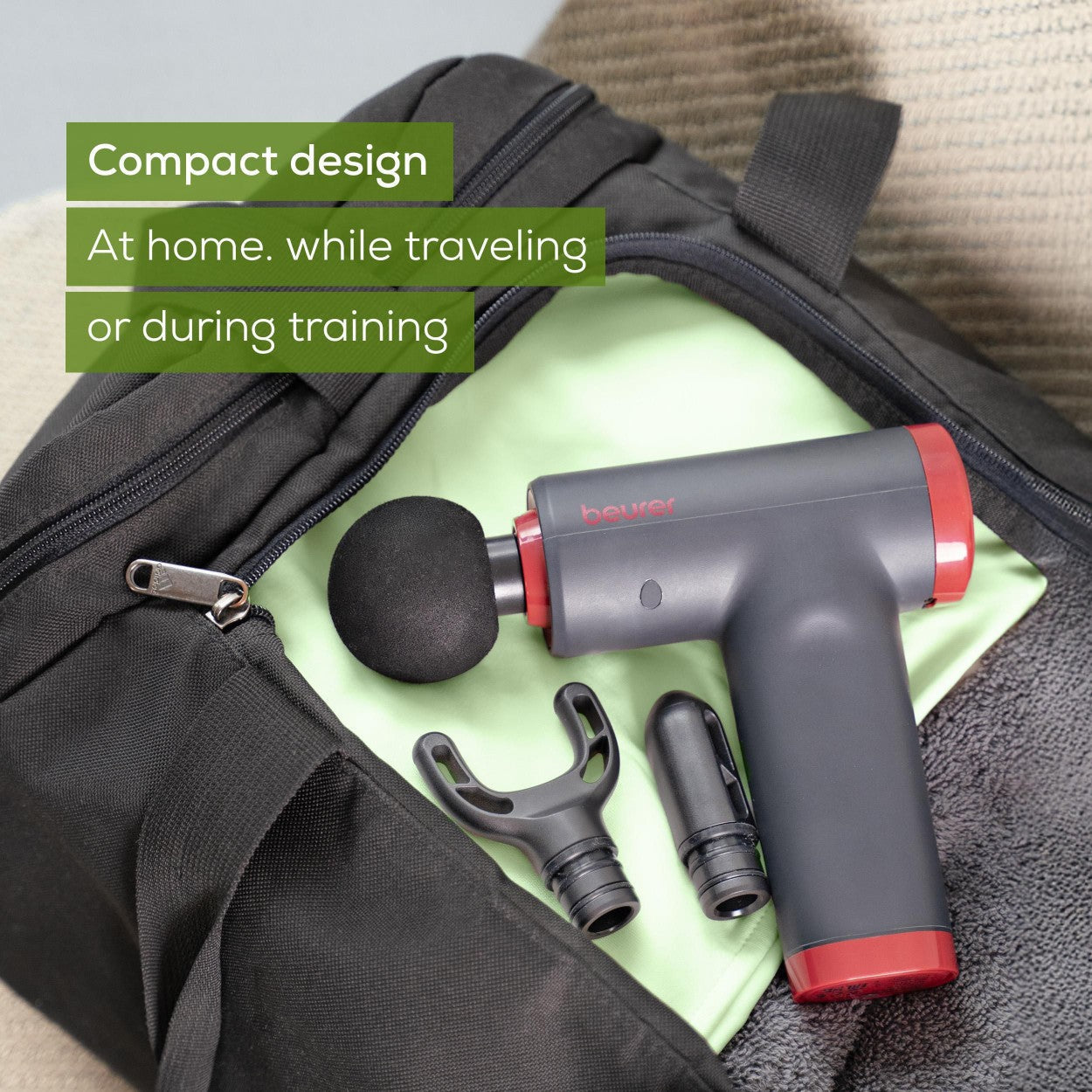 Beurer Massage Gun MG 89 LE25 Rechargeable, Compact, Powerful, Targeted Muscle Regeneration. 3 Massage Heads