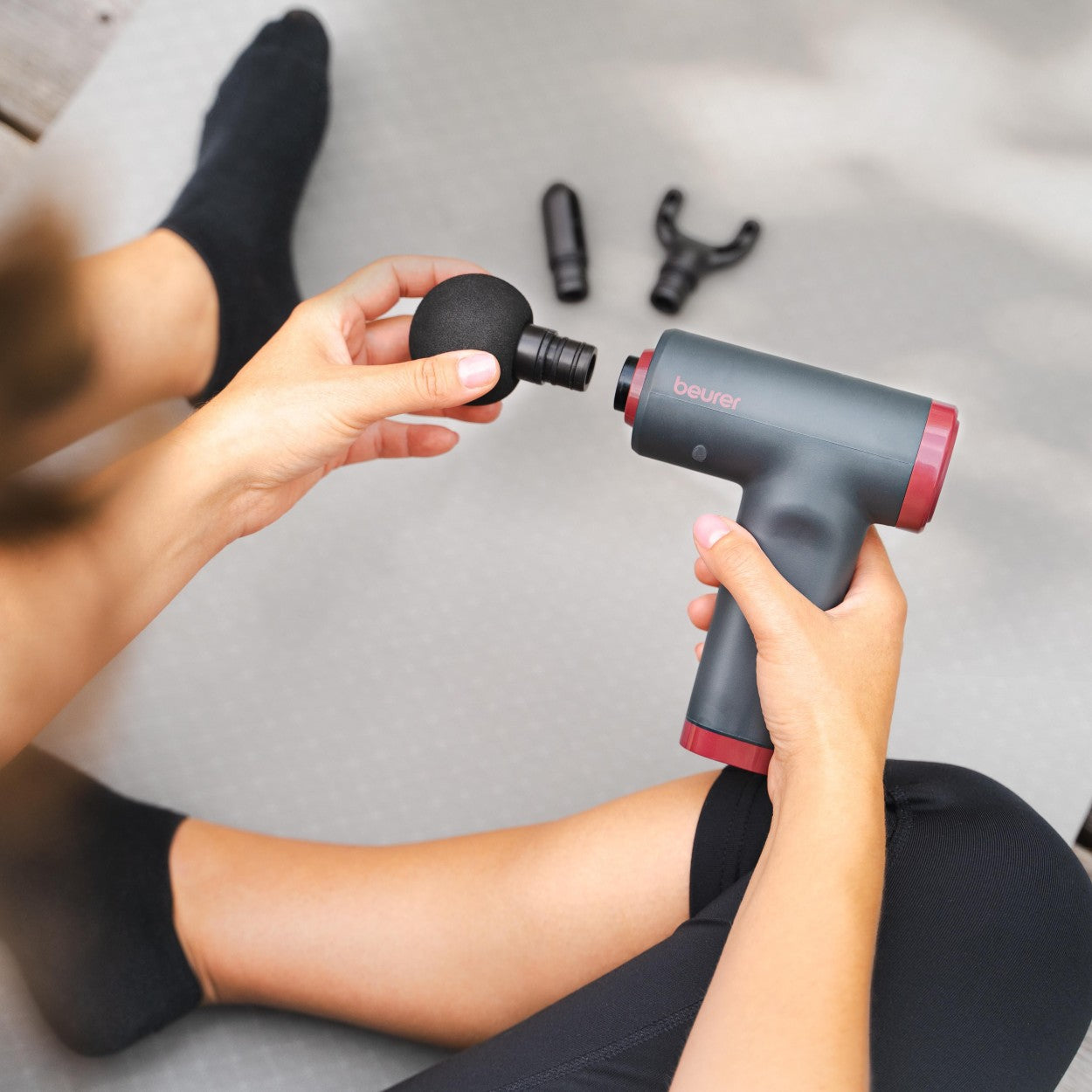 Beurer Massage Gun MG 89 LE25 Rechargeable, Compact, Powerful, Targeted Muscle Regeneration. 3 Massage Heads