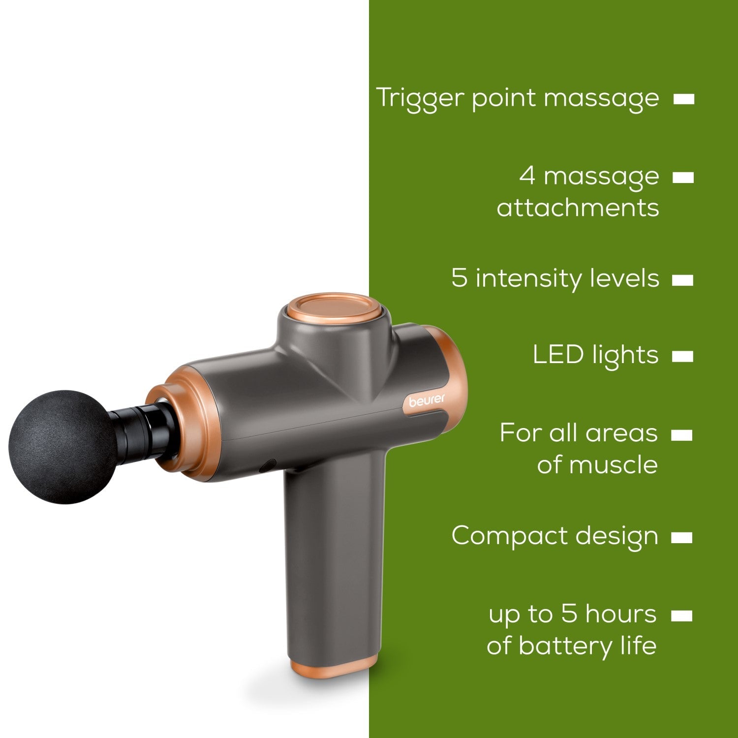 Beurer Germany MG 99 Compact Deep Tissue Massage Gun - Limited Black & Bronze Edition