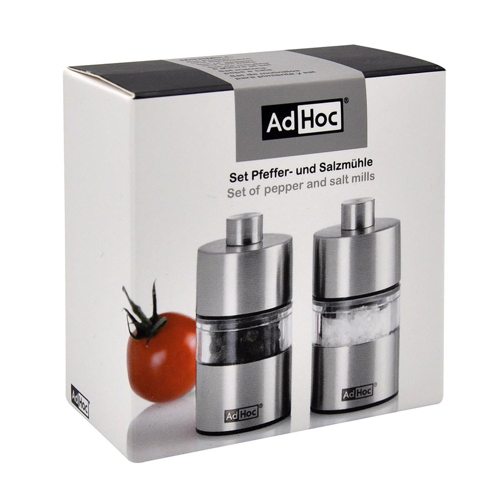 AdHoc Compact Salt and Pepper Grinders German Brand - Minimills Set of 2