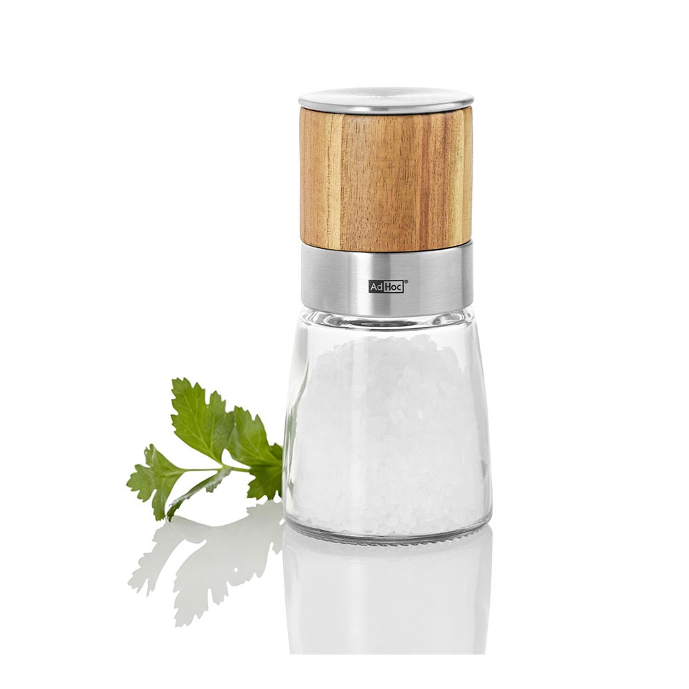 AdHoc Salt or Pepper Grinder in Glass and Wood - AKASIA
