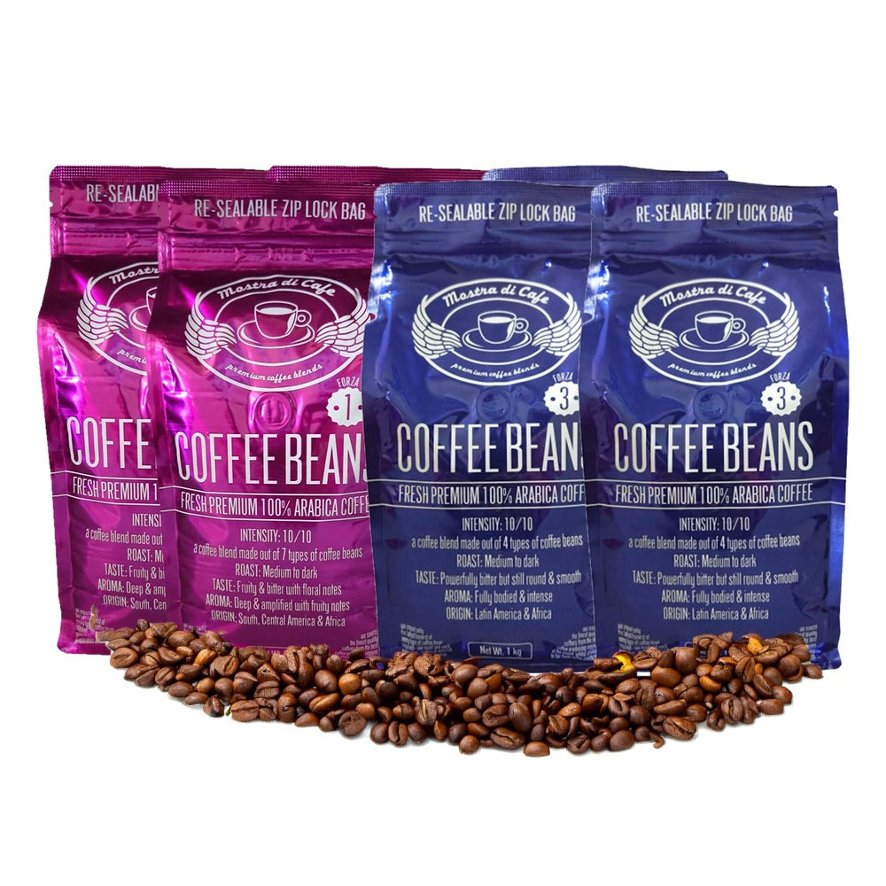 Mostra Di Cafe Mixed 6 Pack - 3 x Forza 1 and 3 x Forza 3 coffee beans 1kg