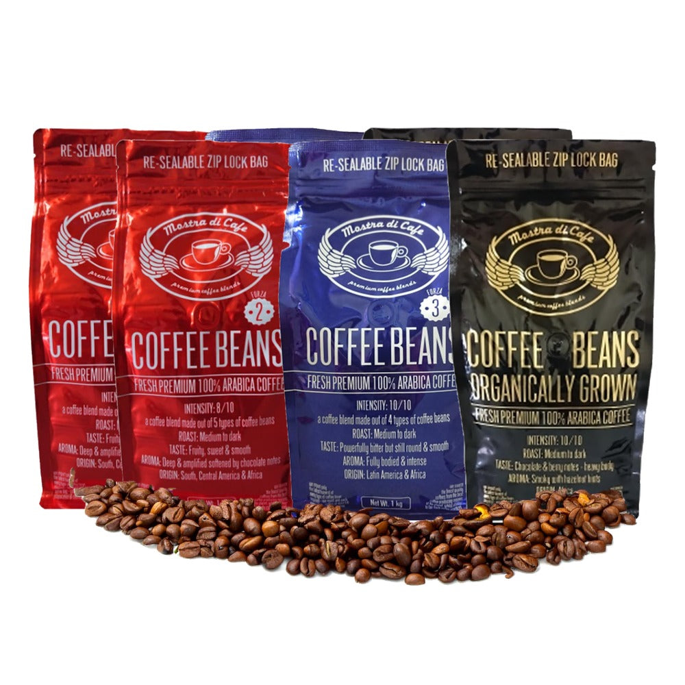 Mostra Di Cafe Mixed 6 Pack - Forza 2, Forza 3 and Organic coffee beans 1kg