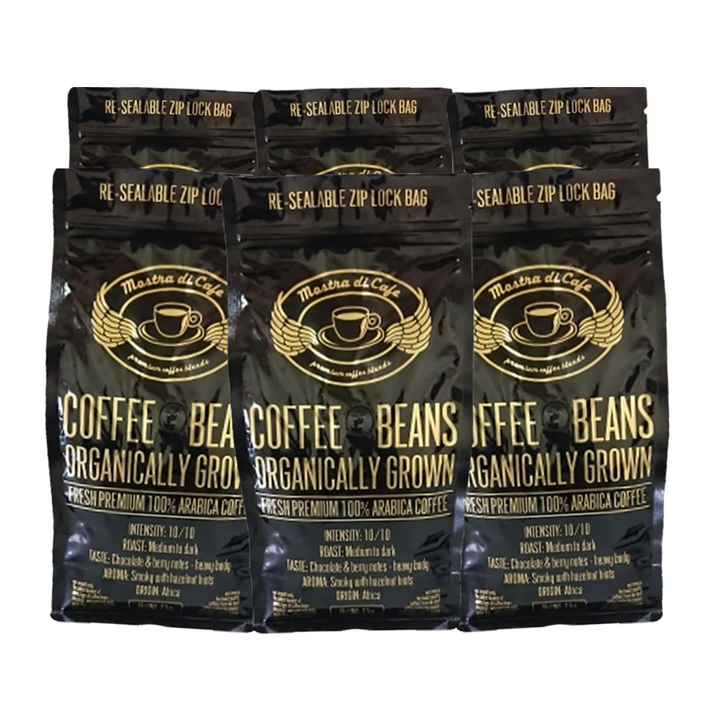 Mostra Di Cafe Organically Grown Coffee Beans 1kg, box of six bags