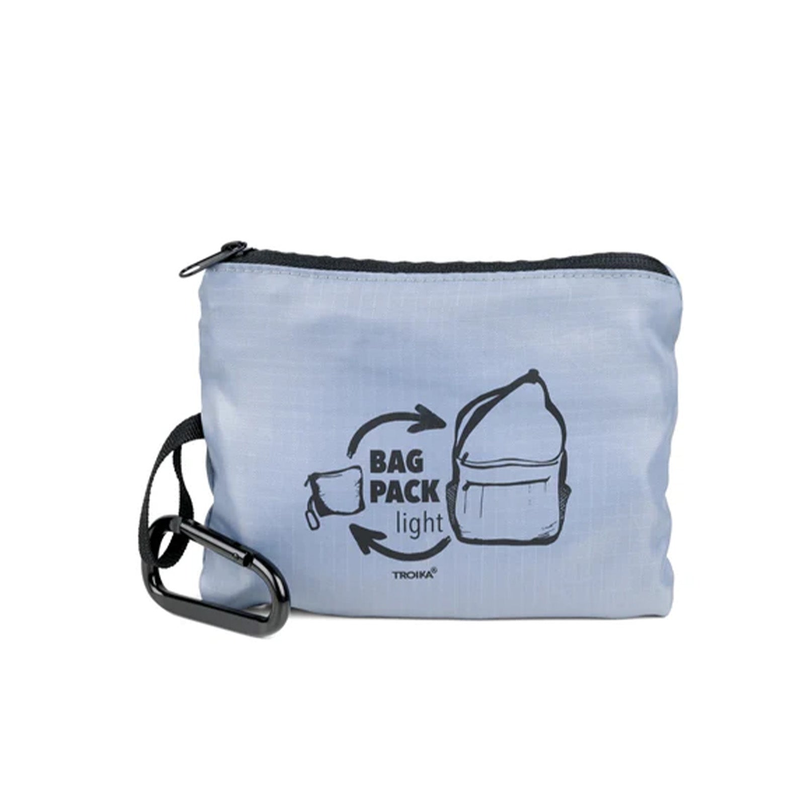 TROIKA Germany Foldable Shoulder Bag | Carabiner Clip | 10kg | Grey
