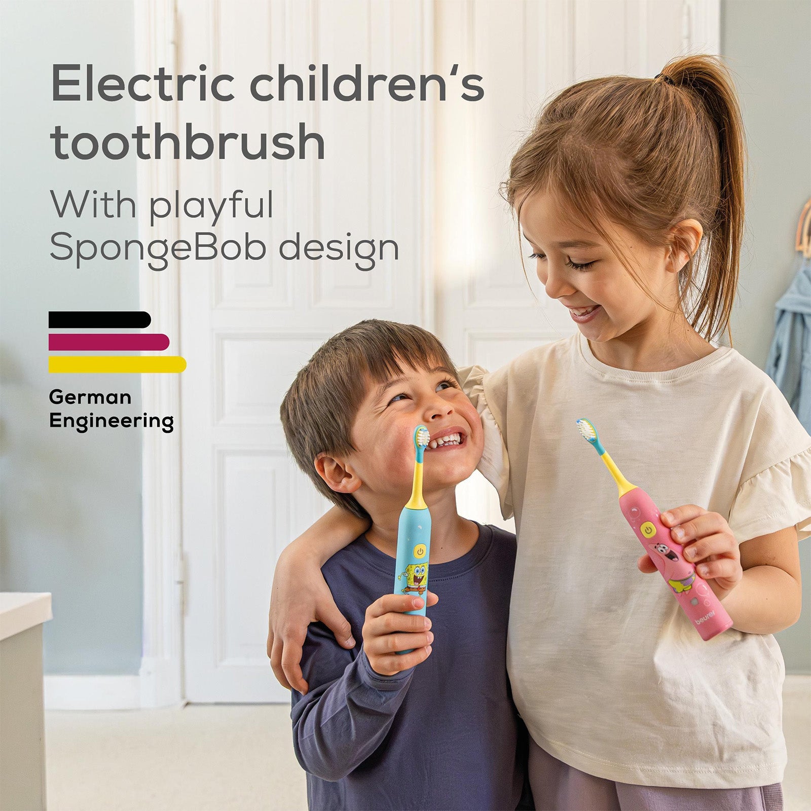 Beurer Germany Patrick Star Sonic Toothbrush | 2 Heads Ages 3-6 | Pink