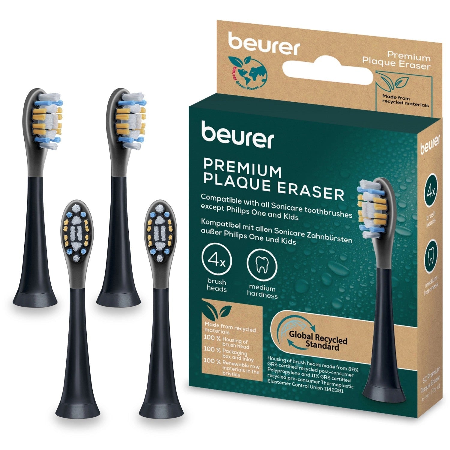 Beurer Plaque Eraser Brush Heads: Thorough Dental Care. For Beurer SC Sonic & Most Philips Sonicare Toothbrushes