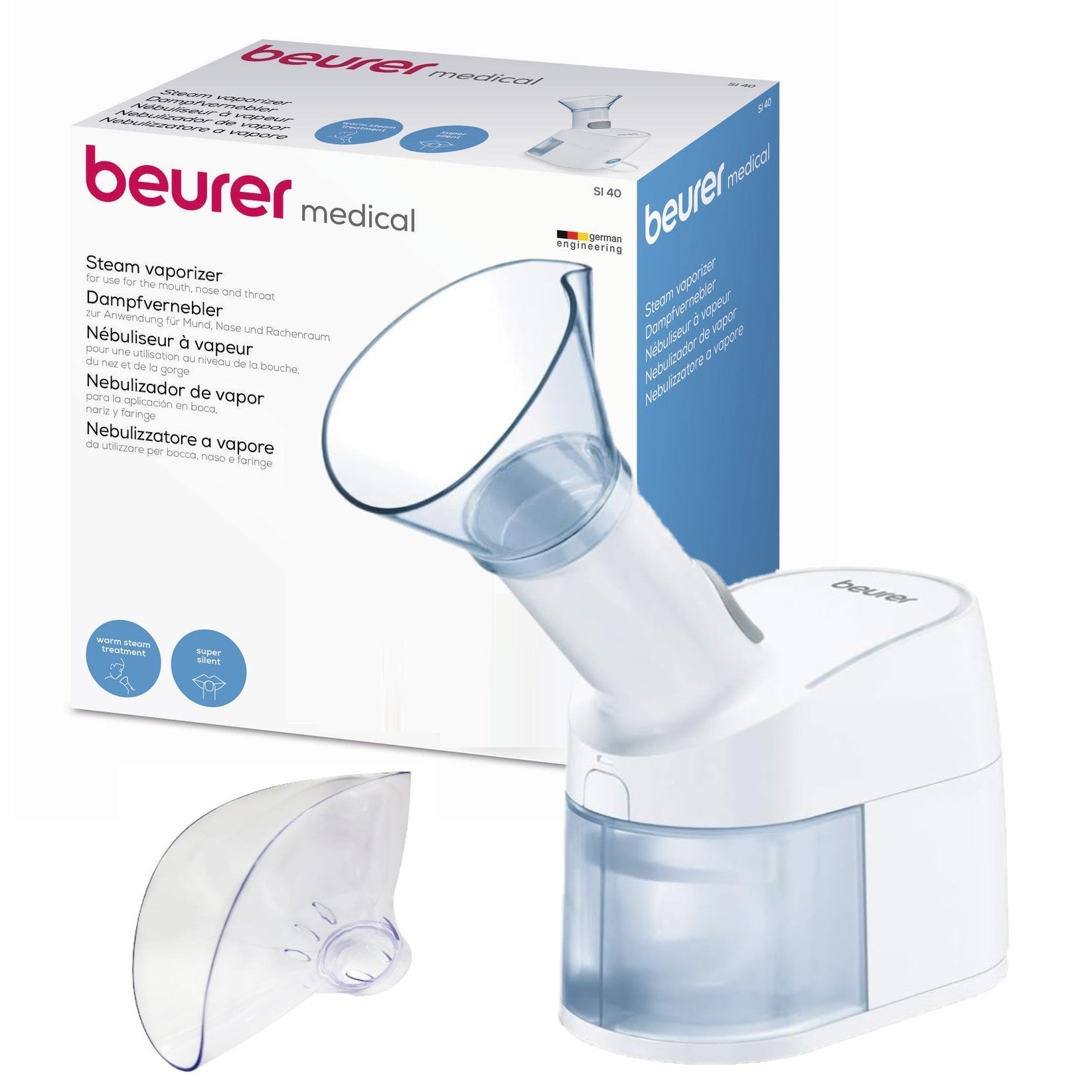 Beurer SI 40: 2-in-1 Steam Vaporiser: Inhaler Eases Colds & Allergies and Facial Steamer Hydrates Pores