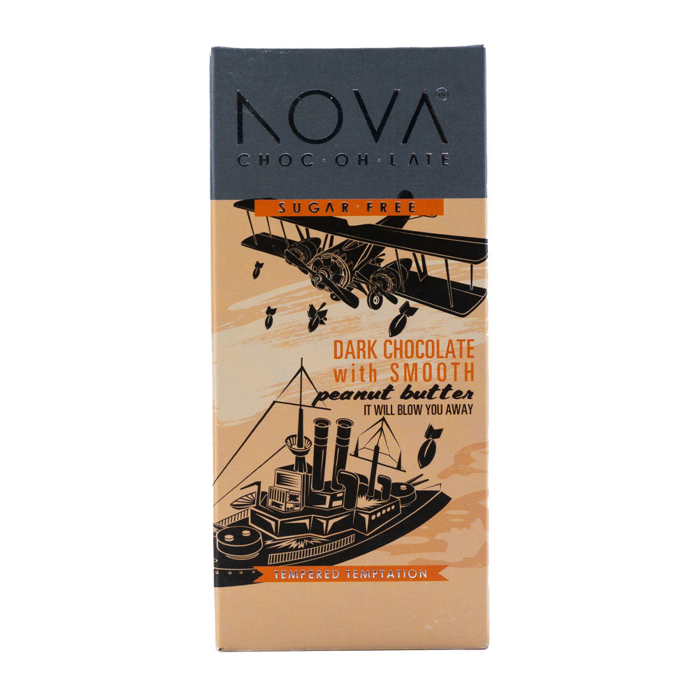 NOVA Artisanal Tempered Chocolate - Dark With Smooth Peanut Butter - Slab 100g