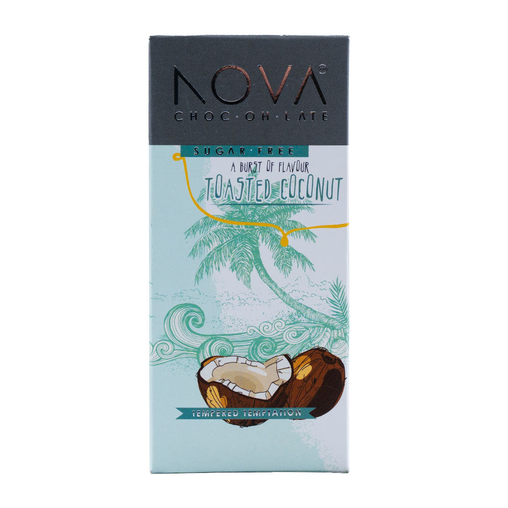 NOVA Artisanal Tempered Chocolate - Dark With Toasted Coconut - Slab 100g