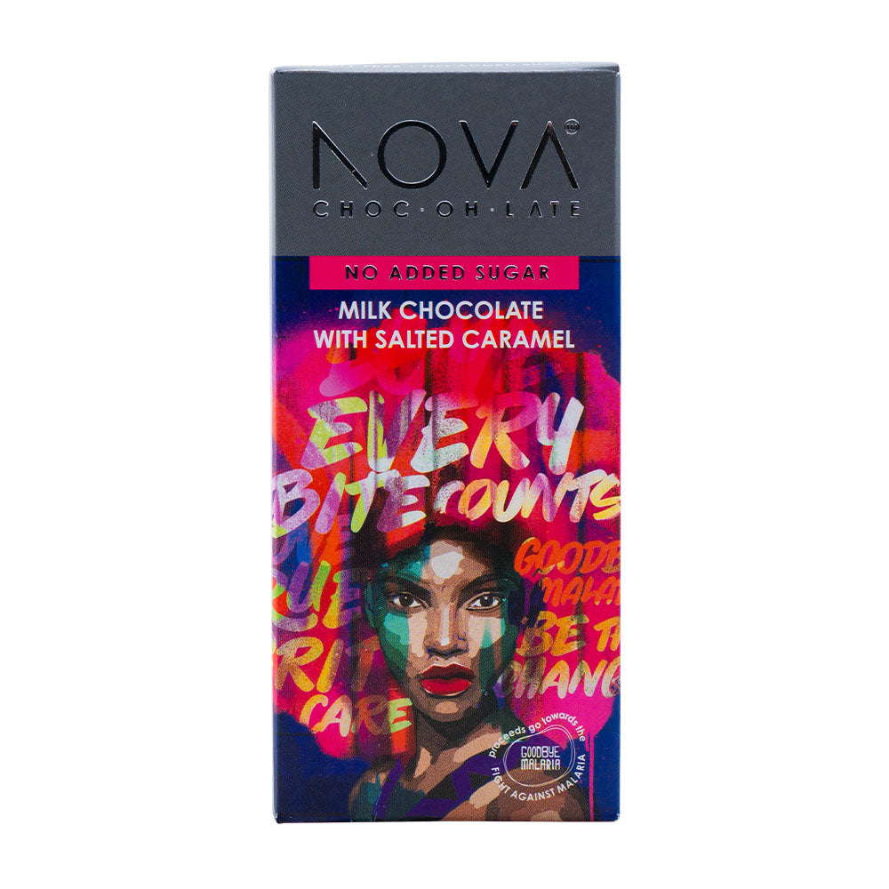 NOVA Artisanal Tempered Chocolate - Milk With Salted Caramel - Slab 100g