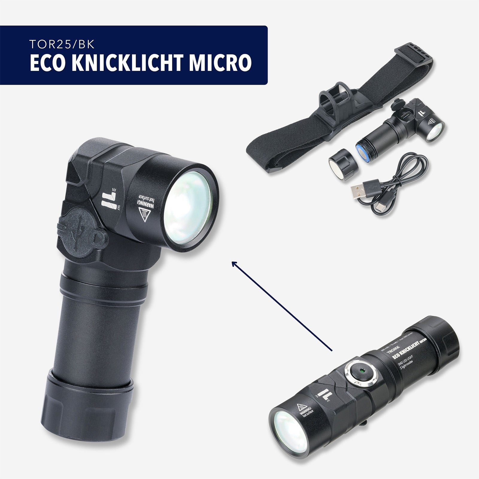 TROIKA Germany USB-C Rechargeable Torch | 500 Lumens | Magnetic Base