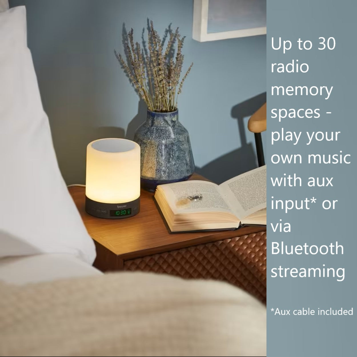 Beurer WL 50 Alarm Clock | Sunrise/Sunset Simulation | Radio & Bluetooth Speaker | Bedside Light | LED Light Colours