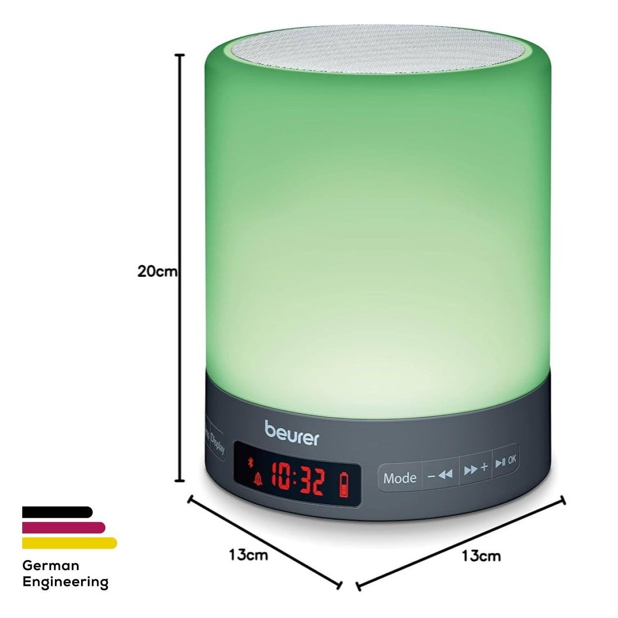 Beurer WL 50 Alarm Clock | Sunrise/Sunset Simulation | Radio & Bluetooth Speaker | Bedside Light | LED Light Colours