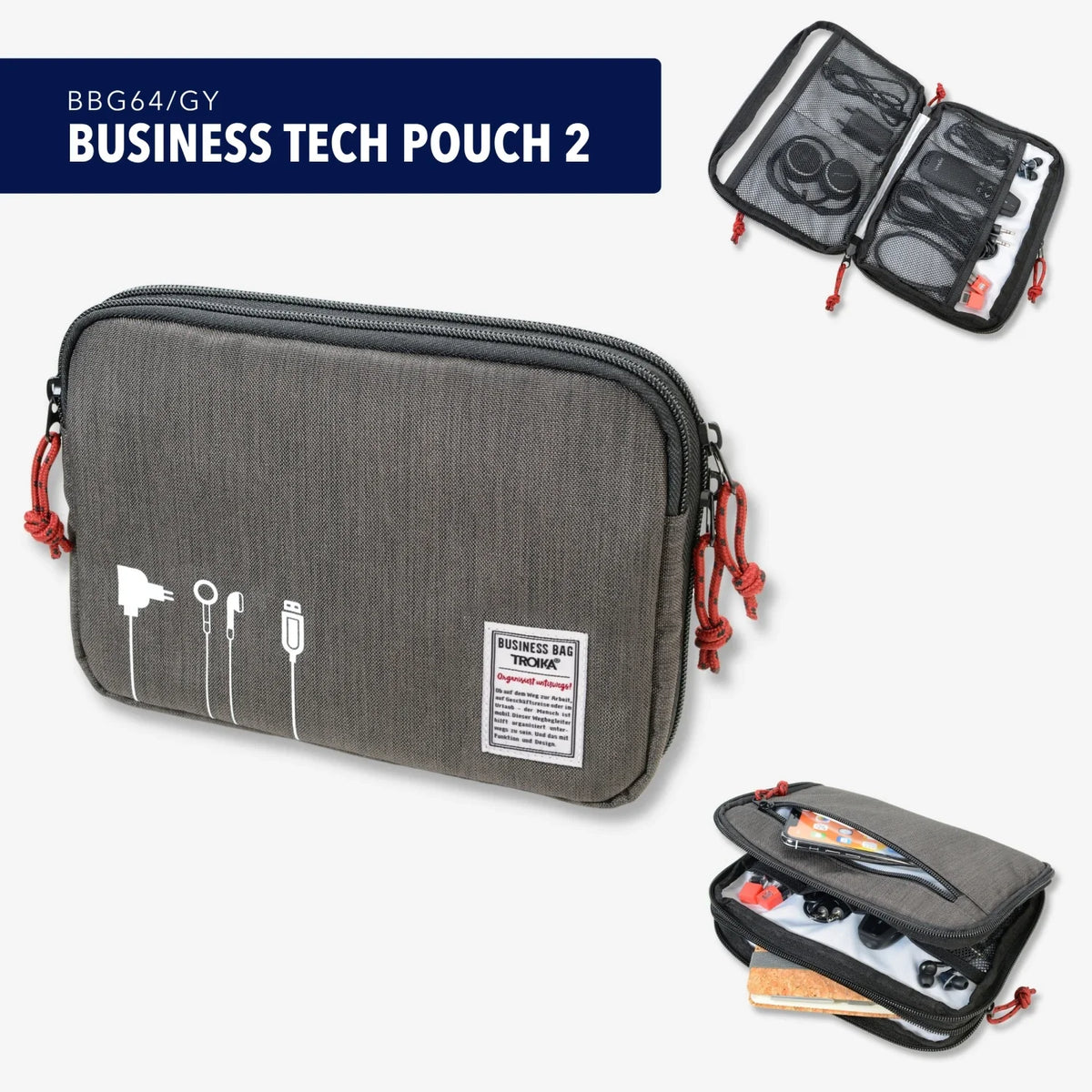 TROIKA Business Tech Pouch 2 BBG64/GY overview