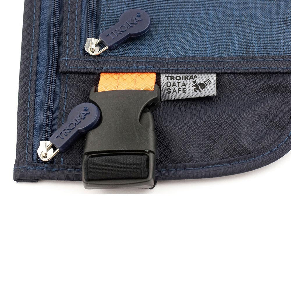 TROIKA Belt Bag with 2 Compartments and RFID Protection Safety Belt Blue