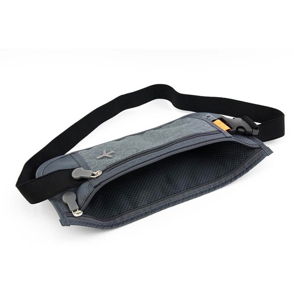TROIKA Belt Bag with 2 Compartments and RFID Protection Safety Belt Grey
