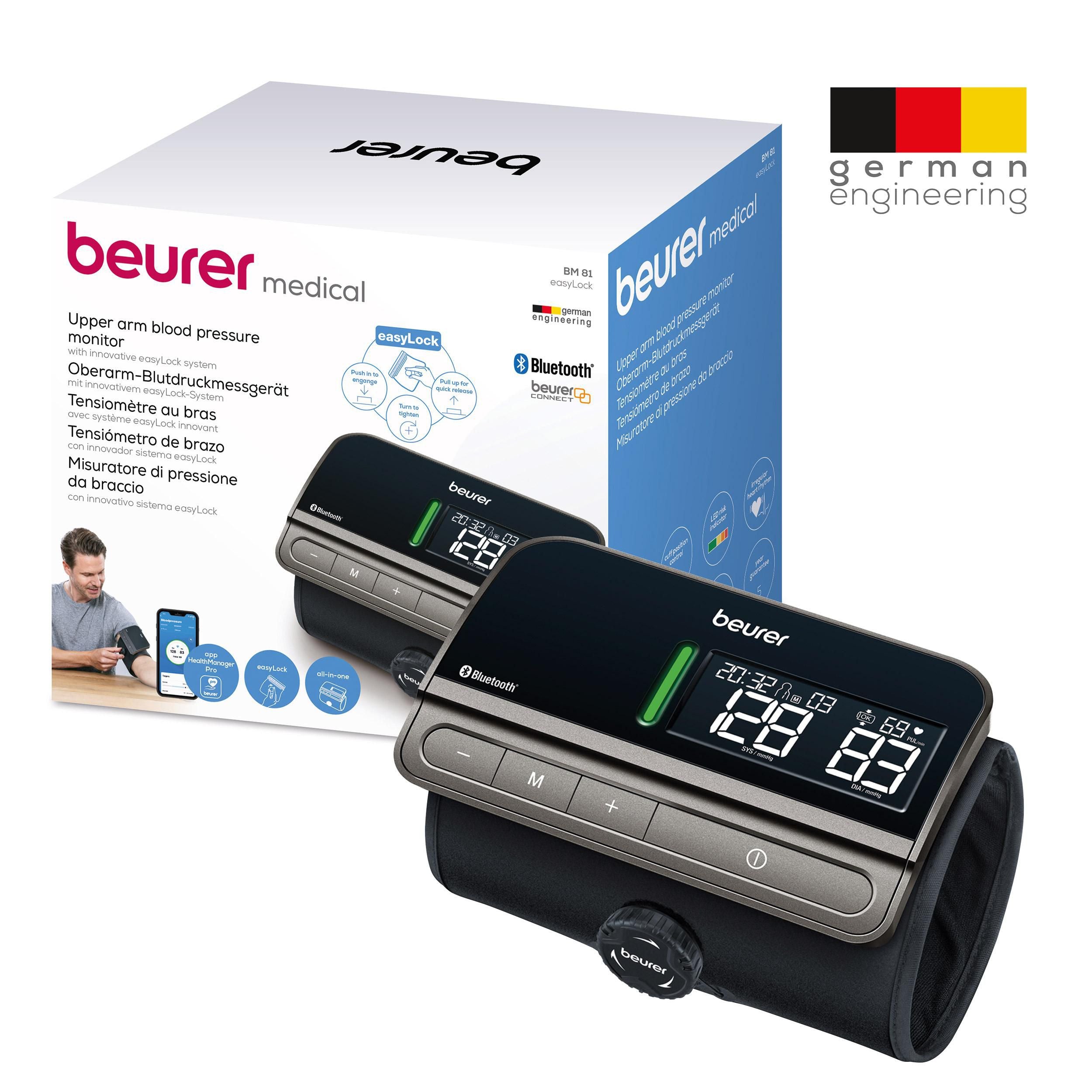 Beurer BM 81 Blood Pressure Monitor: EasyLock Integrated Upper Arm Cuff & Monitor