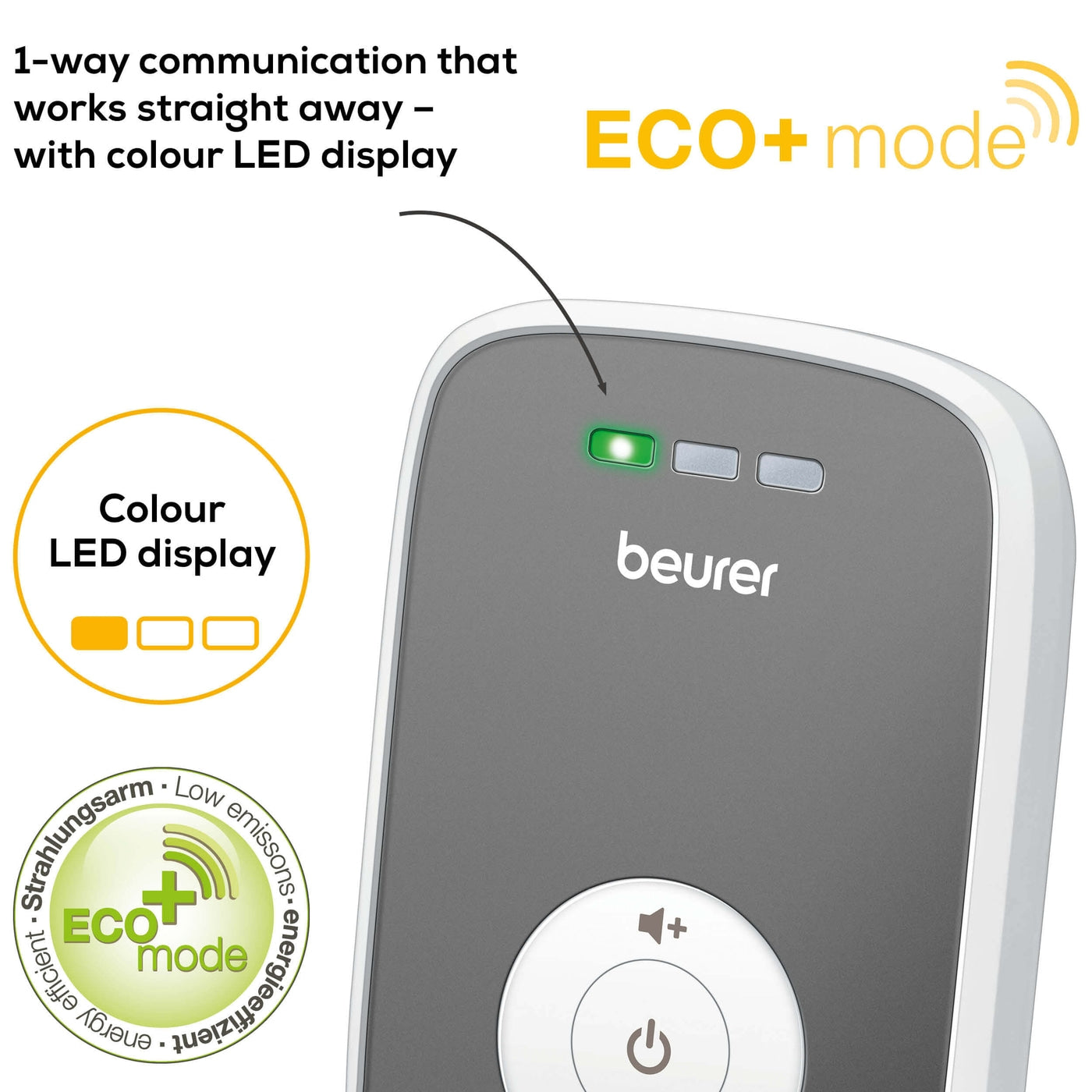 Beurer BY 33 Baby Sound Monitor: ECO+ Mode, Range Warning, Sound Linked LED