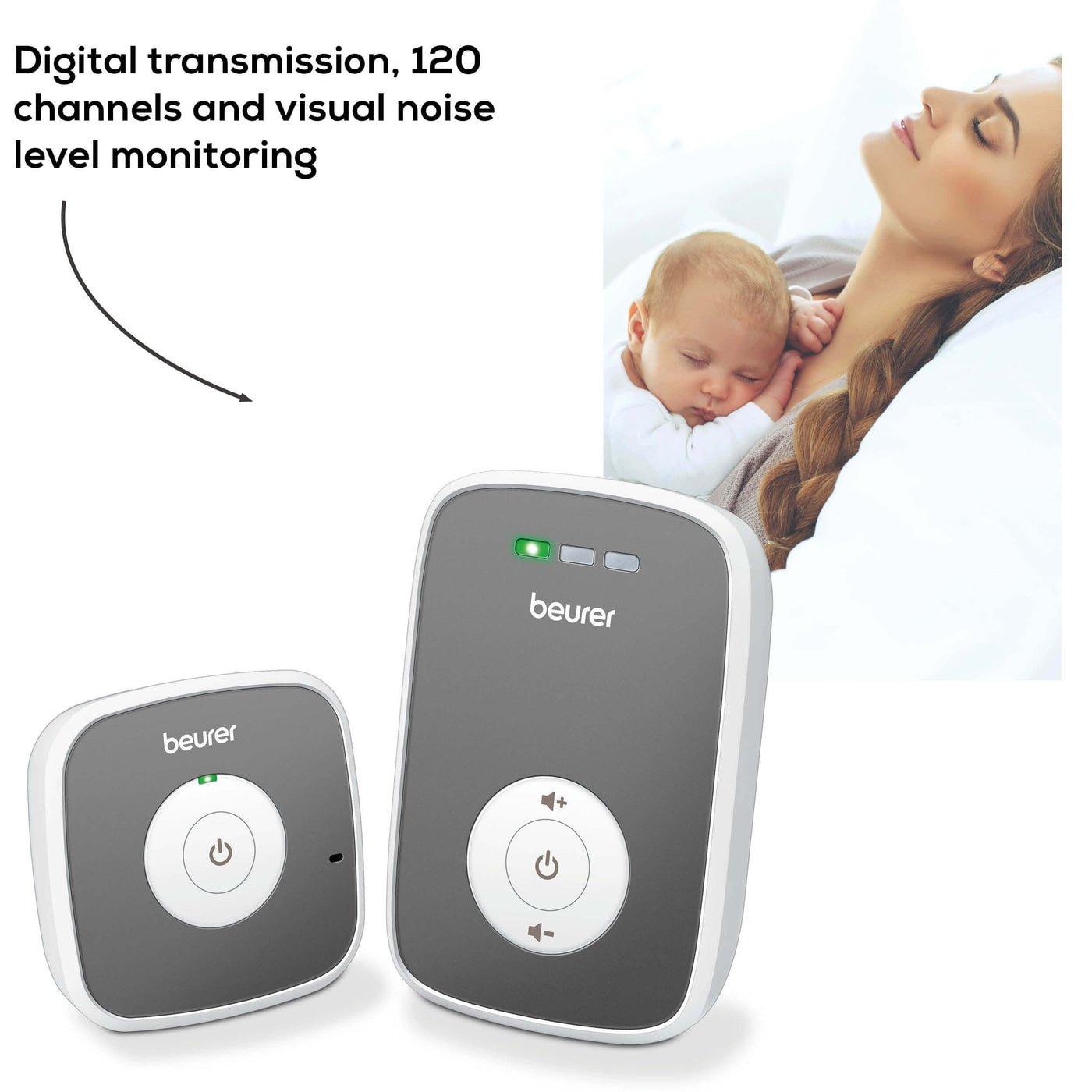 Beurer BY 33 Baby Sound Monitor: ECO+ Mode, Range Warning, Sound Linked LED