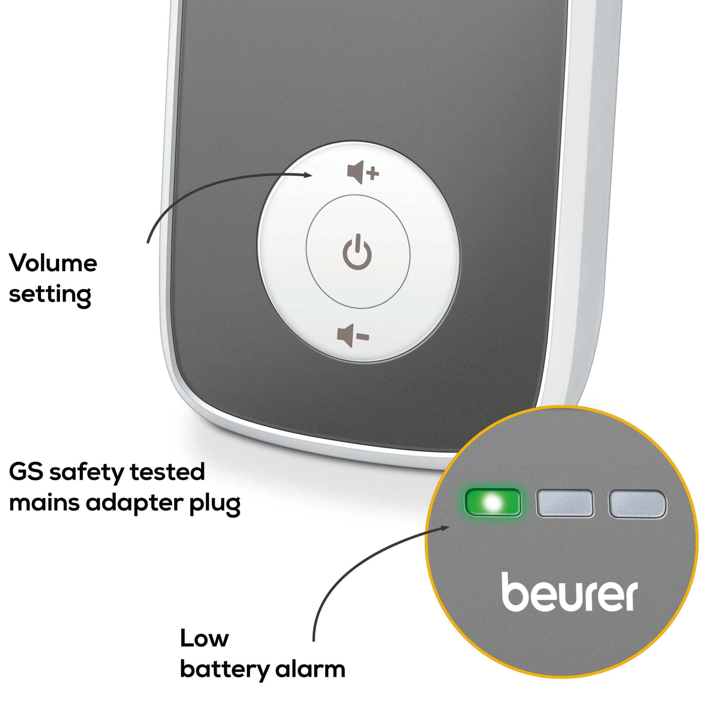 Beurer BY 33 Baby Sound Monitor: ECO+ Mode, Range Warning, Sound Linked LED