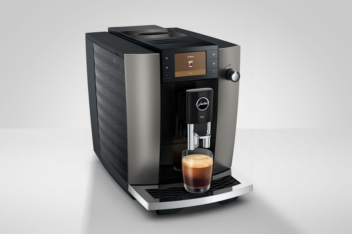 JURA E6 Dark Inox, rear angle