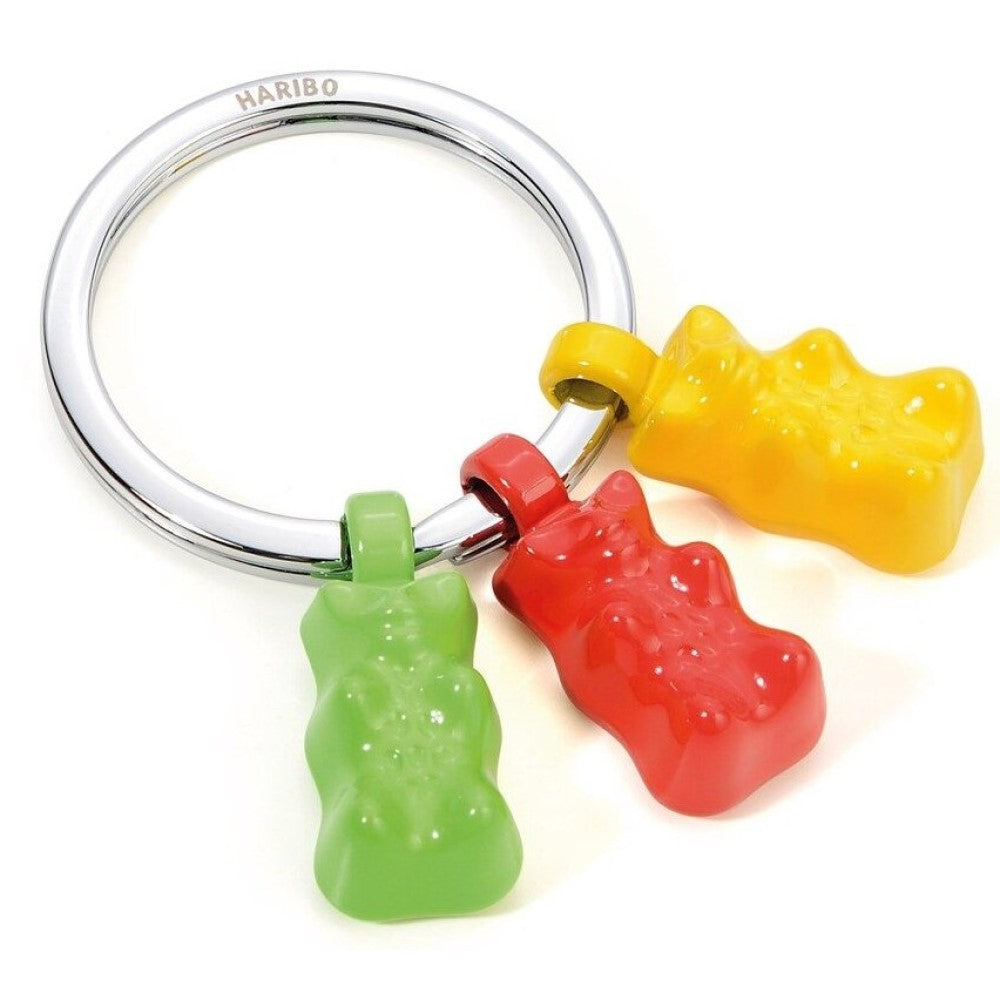 TROIKA Keyring with 3x HARIBO Gummy Bear Charms in Green, Yellow and Red