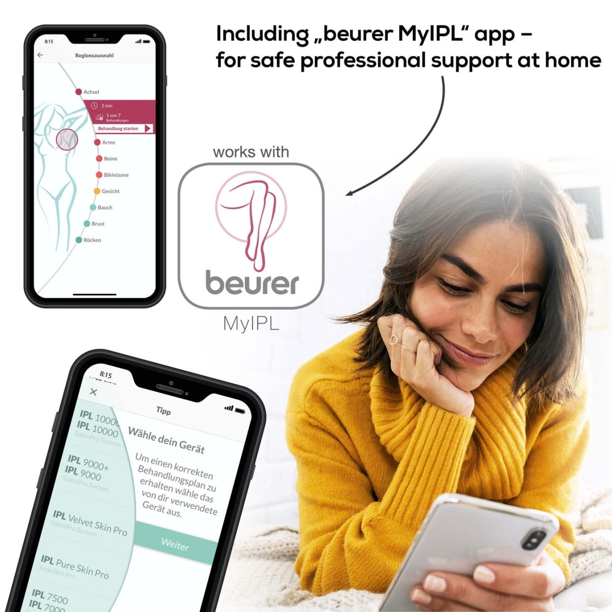 Beurer Germany IPL 5500 Pure Skin Pro: Home-Use IPL Technology Long-Lasting Hair Removal Device for Face & Body with MyIPL App