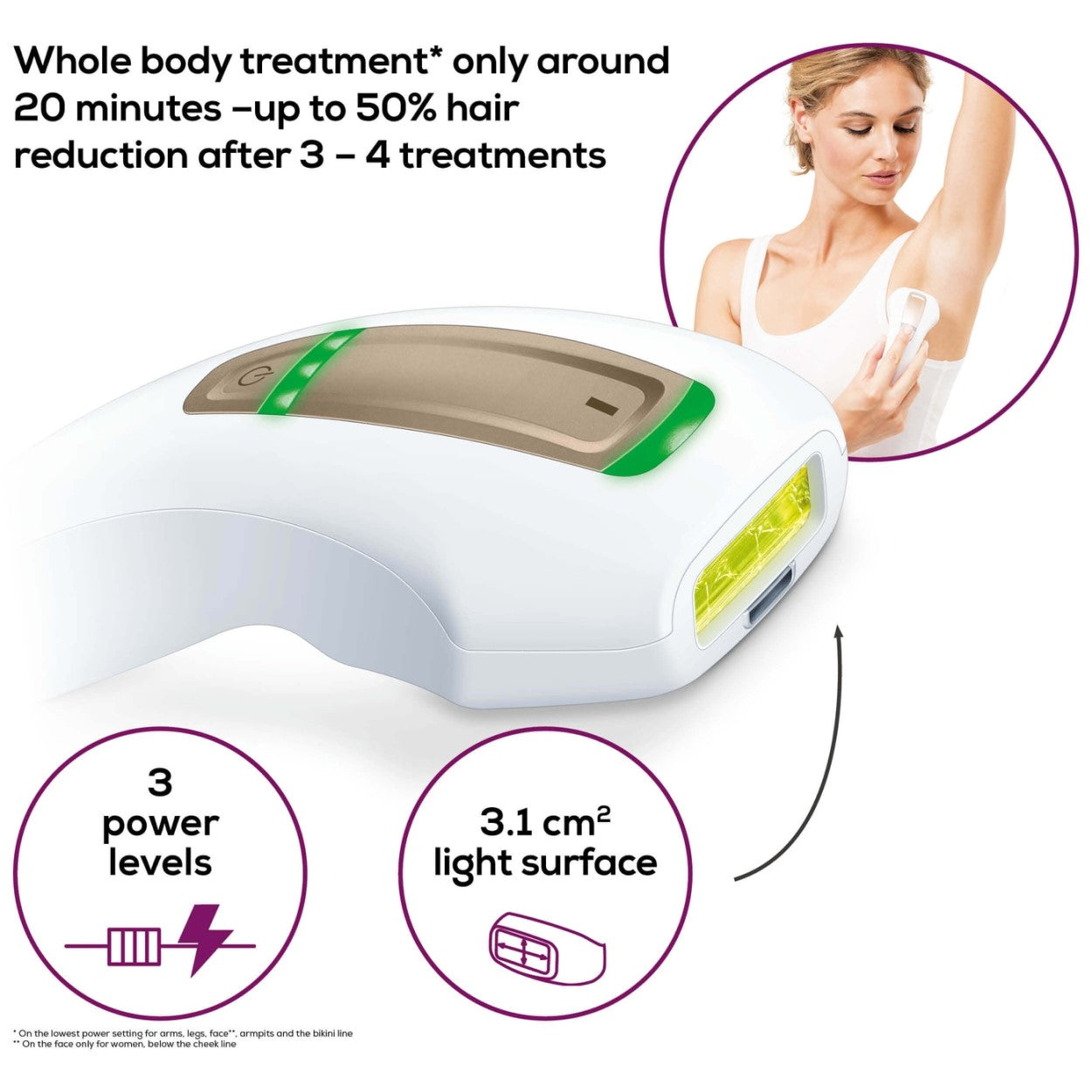 Beurer Germany IPL 5500 Pure Skin Pro: Home-Use IPL Technology Long-Lasting Hair Removal Device for Face & Body with MyIPL App