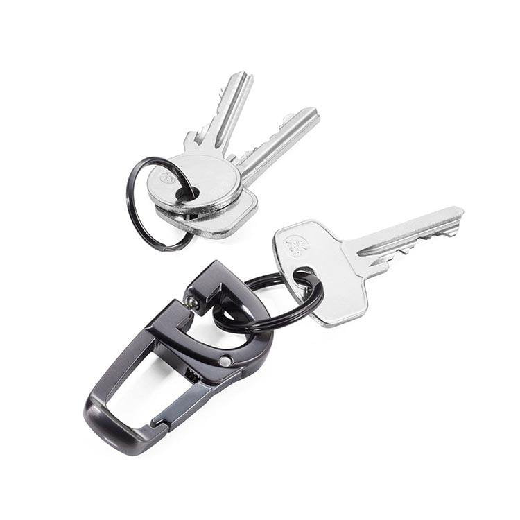 TROIKA Keyring Carabiner with Innovative Click Mechanism D-CLICK