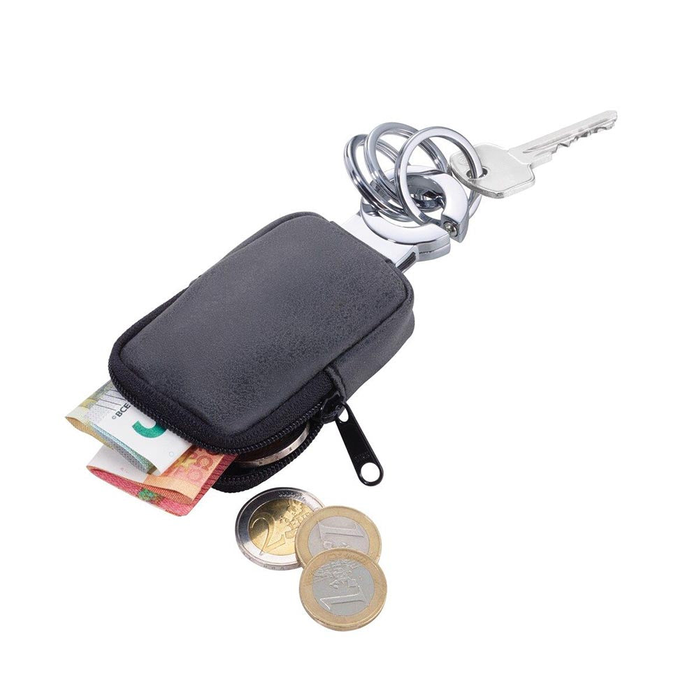 Troika Click-Lock Keyring With Anti-Bacterial Pocket Bag - Dark Grey