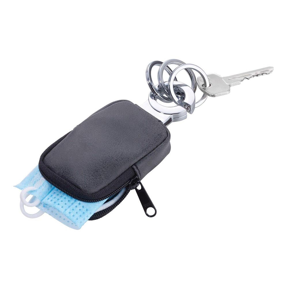 Troika Click-Lock Keyring With Anti-Bacterial Pocket Bag - Dark Grey