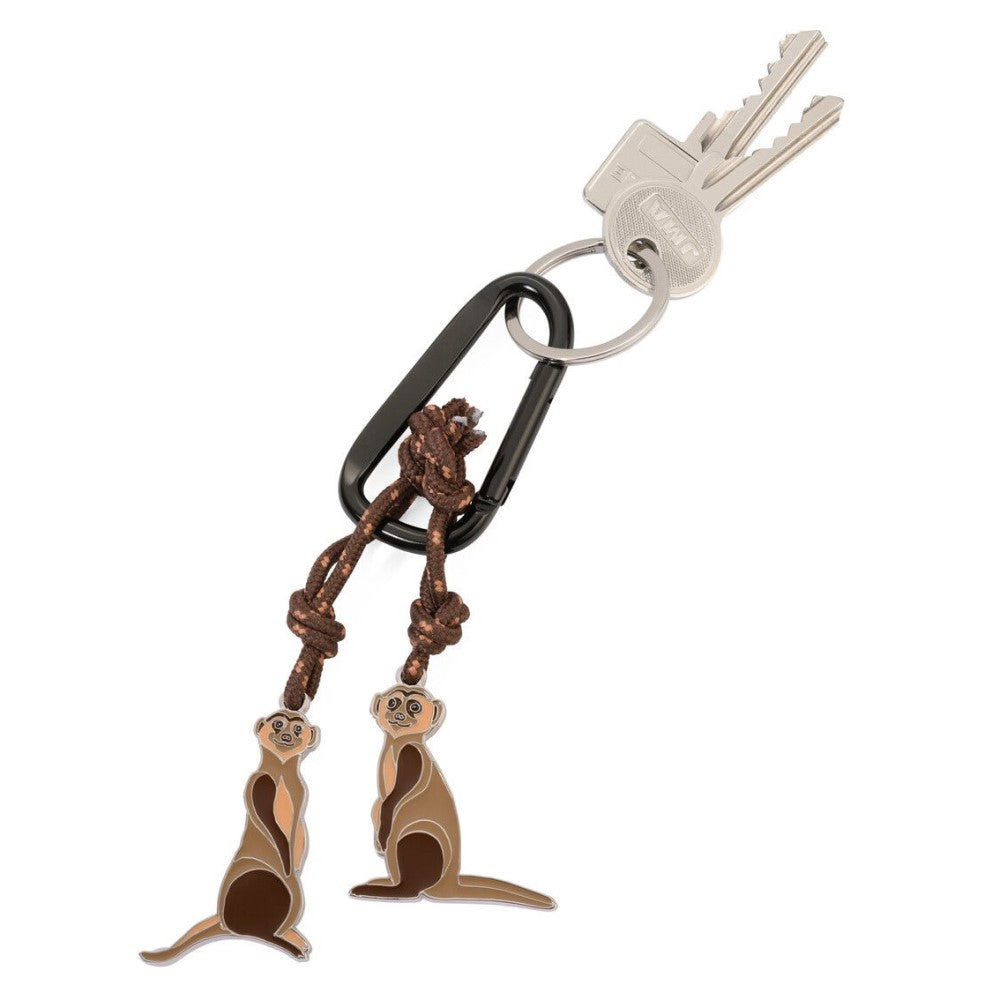 TROIKA Keyring: Carabiner Clip Keychain with 2 Meerkat Charms on Cord