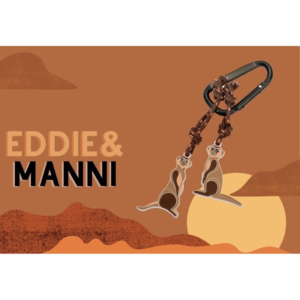 TROIKA Keyring: Carabiner Clip Keychain with 2 Meerkat Charms on Cord
