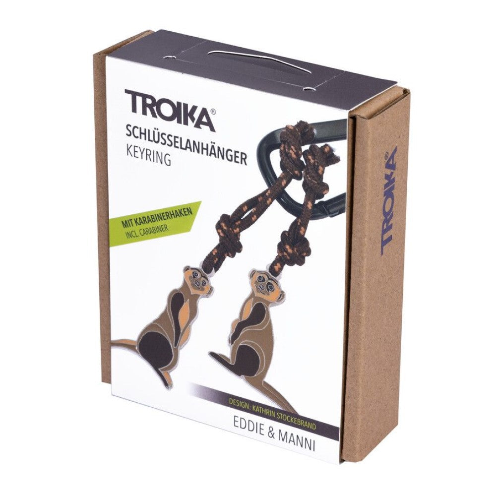 TROIKA Keyring: Carabiner Clip Keychain with 2 Meerkat Charms on Cord